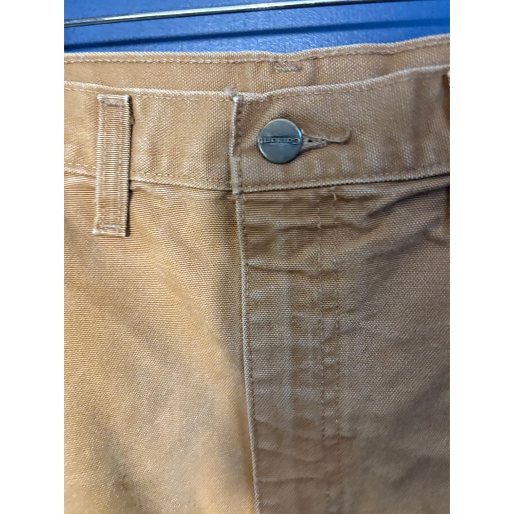 Carhartt Washed Duck Work Dungaree Pants Brown 46x32 Mens Canvas Utility - Picture 3 of 5